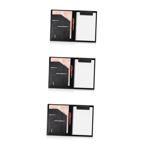 NUOBESTY 3St Ordnerschiene aktenordner bürobedarf organizer kartenhalter Dateiordner Dokumentenhalter Klemmbrett-Organizer Padfolio für Frauen Geschäftsordner Zwischenablage Pu Black von NUOBESTY