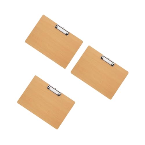 NUOBESTY 3St Schreibblock-Clip Klemmbrett für den Bürogebrauch Klemmbretter aus Holz kleines Klemmbrett Clipboard-Clips Rezeptordner Mini-Klemmbrett stehendes Klemmbrett Malbrett MDF Khaki von NUOBESTY