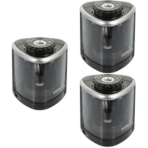 NUOBESTY 3St elektrischer Bleistiftspitzer mechanisch automatisch Massenschärfer electric pencil sharpener tragbarer Bleistiftspitzer Schulversorgung Bleistiftspitzer fürs Büro Abs Black von NUOBESTY