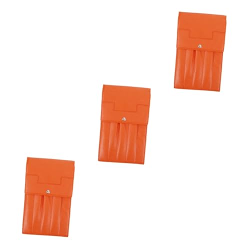 NUOBESTY 3pcs Aufbewahrungstasche Für Nadeln Werkzeug Häkeln Bausatz Perlen Strickset Faden Wickler Fall Haken Ring Stich Einfädler Maschine Strickzubehör Stricknadeltasche Orange Leder von NUOBESTY