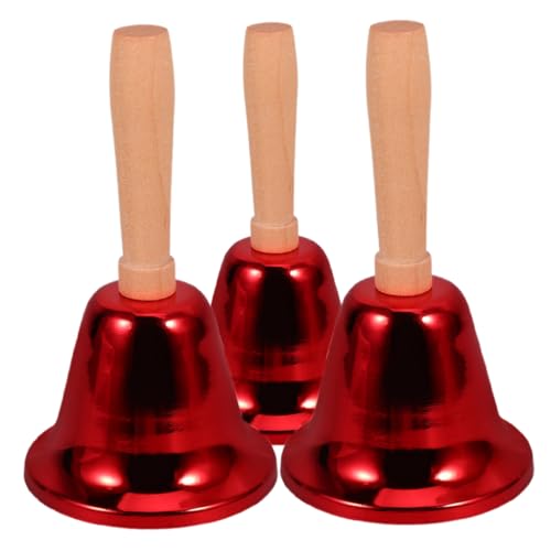 NUOBESTY 3pcs Hand Glocke Klingeln Glocke Mit Griff Abendessen Glocke Anruf Glocke Service Glocke Für Ältere Glocke Für Klassenzimmer Weihnachten Haustiere Rot 1 von NUOBESTY