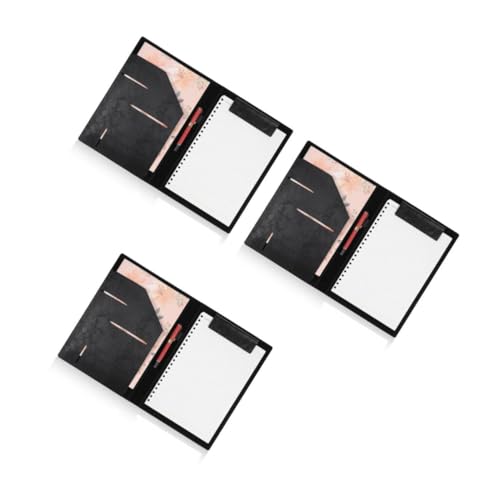 NUOBESTY 3st Ordnerschiene Padfolio Für Frauen Ordner-organizer Arbeitsmappe Geschäftsportfolio Klemmbrett-folie Business-notizbuch-organizer Klemmbrett-organizer Mappenmappe Pu Black von NUOBESTY