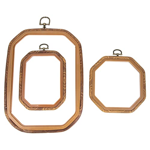 NUOBESTY 3st Rahmen Zum Sticken Stickrahmenhalter Bausätze Achteckiger Stickrahmen Stickerei-kits Reifen Crewel-sticksets Stichständer Stickmaschine Stichrahmen Pp-kunststoff Light Brown von NUOBESTY