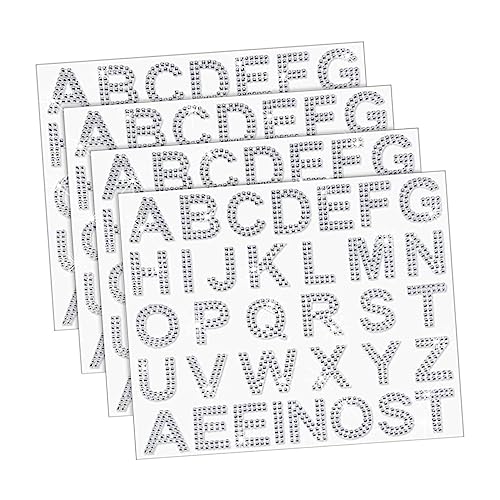 NUOBESTY 4 Blätter Strass-Aufkleber Edelstein-Aufkleber schillernde Edelsteine Scrapbooking-Aufkleber schriftzug tze schriftband gems Buchstaben aus Acryl zum Aufbügeln Buchstaben aufbügeln von NUOBESTY