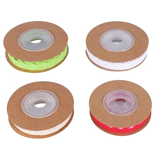 NUOBESTY 4 Rolle 2 Selbstklebende Verpackungsbänder Trans-tape Trimmen Sackleinen Strasssteine Rosa Schleife Spitzenbänder Basteln Baumwollband Haustierband Vintage Spitzenband Quaste von NUOBESTY