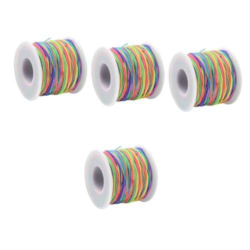 NUOBESTY 4 Rollen 1 Mm Buntes Kerngesponnenes Elastisches Band DIY Schmuckzubehör Selbstgemachtes Armband Halskette Drahtbänder Halskettenbänder Für Anhänger Elastisches Band Mit von NUOBESTY