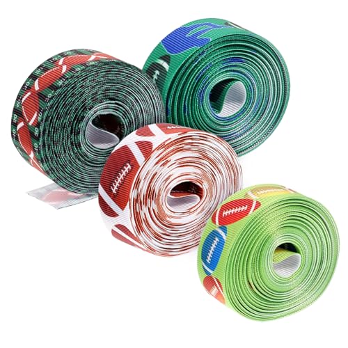 NUOBESTY 4 Rollen Fußball-Linienbänder Kräuselband für Luftballons gekräuseltes Kräuselband Quaste gefertigtes Band Lametta seidenband ribbon Bänder zum Basteln Geschenkband Stoff Colorful von NUOBESTY