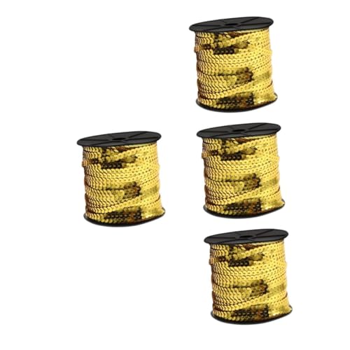 NUOBESTY 4 Rollen Goldene Flache Paillettenstreifen Meerjungfrau-paillettenband Paillettenband Mit Karnevalsmotiv Nylonband Mit Pailletten Goldener Paillettenschal Pailletten Zum Nähen Pvc von NUOBESTY