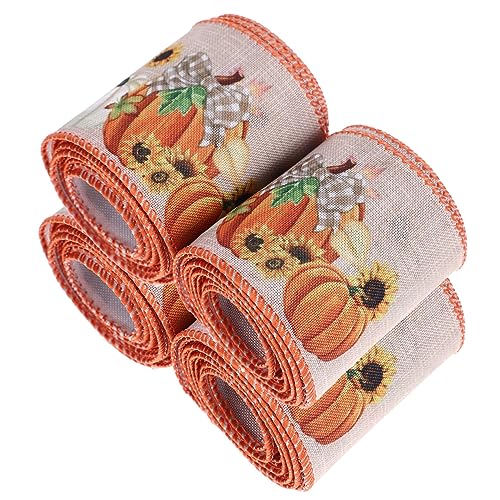 NUOBESTY 4 Rollen Thanksgiving Gurtband Kürbisband Goldenes Netzband Herbstdekorationen Für Zuhause Band Für Einladungen Geschenkband Halloween Dekorationen Wandbehang Deko Stoff von NUOBESTY