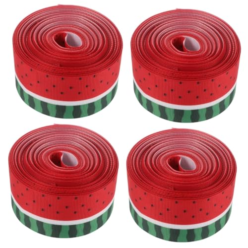 NUOBESTY 4 Rollen Wassermelonenband Dekorationsband Geschenkverpackungsband Farbenfrohes Band Sommerfruchtband Wassermelonen-Wickelband Blumenverpackungsband kreative Kuchenbänder Polyester von NUOBESTY