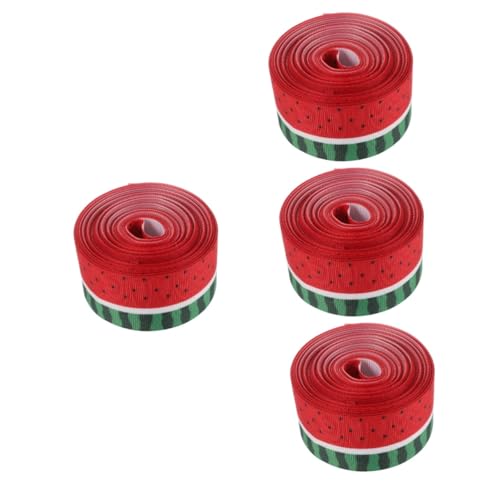 NUOBESTY 4 Rollen Wassermelonenband Flaggenband Mit Wassermelone Bedrucktes Band Sommerfruchtband Hawaii-band Grosgrain-bänder Kränze Aus Bändern Basteln Wickelband Sackleinenband Polyester von NUOBESTY