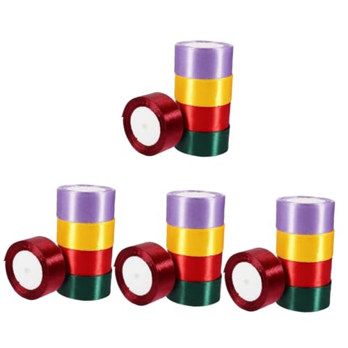 NUOBESTY 4 Sätze 4 Cm Breites Satinband Weihnachtsverpackungsband Satinband Breit Festival-hochzeitsband Blumenstraußband Partyband Verpacken Kranz Bastelband Polyester 5 Rollen * 4 von NUOBESTY