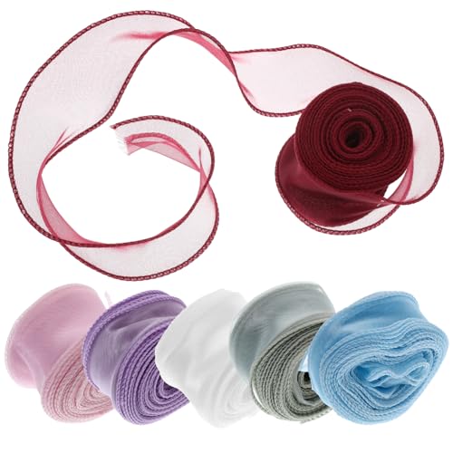 NUOBESTY 4 Sätze Blumenwickelband Strassbänder Strauß Lametta Hochzeit Hübsches Band Seidenband Ribbon Bandfeile Multifunktions-geschenkband Multifunktions-bastelband Polyester 6 Rollen * 4 von NUOBESTY