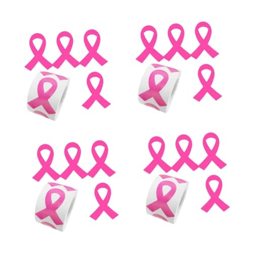 NUOBESTY 4 Sätze Brustgesundheitsaufkleber Pink Ribbon Wochenvorräte Abziehbilder Mit Rosa Bändern Rosa Aufkleber Zur Aufklärung Über Brustkrebs Rosa Krebsband Papier 320 Stück * 4 von NUOBESTY