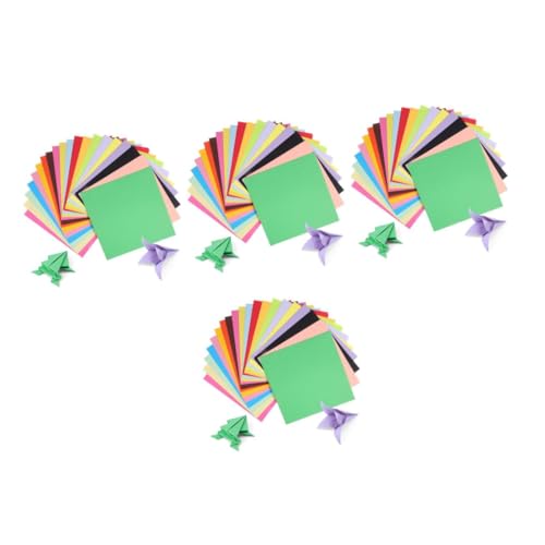 NUOBESTY 4 Sätze Buntes Origami Pastellpapier Zum Basteln Quadratisches Papier Origami-papier in Verschiedenen Farben Bunte Origami-papiere Buntes Papier Origami-kit Zellstoff 200 Stück * 4 von NUOBESTY