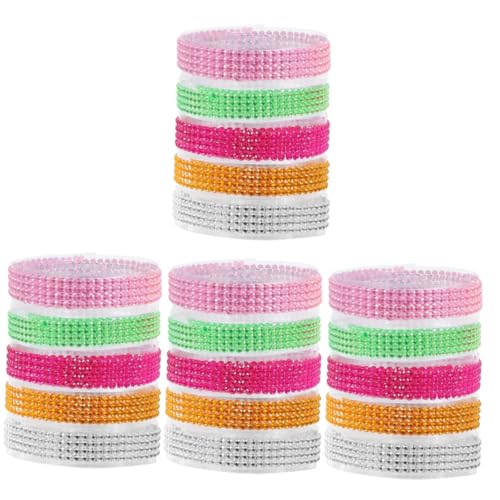 NUOBESTY 4 Sätze Handgefertigtes Diamantband Strassbandbesatz Bandspender Doppelt Perlen Etikett Kette Diy-bastelzubehör Buntes Strassband Bling Strassband Geschenkbänder Acryl 5 Rollen * 4 von NUOBESTY