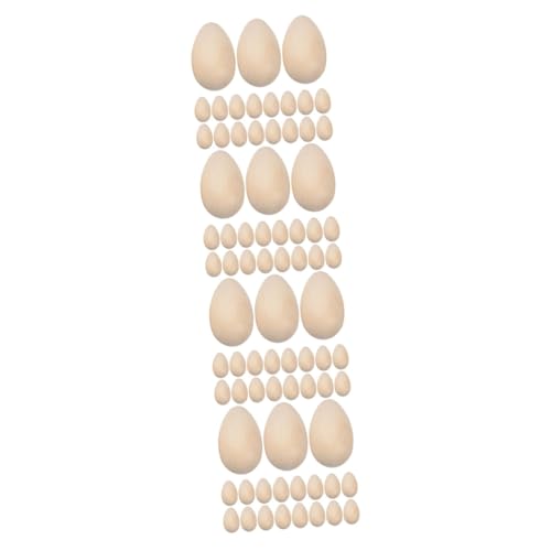 NUOBESTY 4 Sätze Holzeier Osterei-dekor Künstliche Eier Aus Holz Gefälschte Ei-requisiten Eierdekorationen Aus Holz Simulations-eierdekorationen Eierhölzer Basteleier Aus Holz 60 Stück * 4 von NUOBESTY