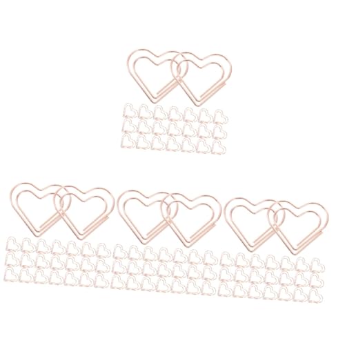 NUOBESTY 4 Sätze Jumbo-büroklammern Halter Clip Büroklammern Groß Lieferungen Herz Bookmarks Book Marks Büroklammern Für Dokumentenpapier Kleine Papierklammer Metall Rose Gold 100 Stück * 4 von NUOBESTY