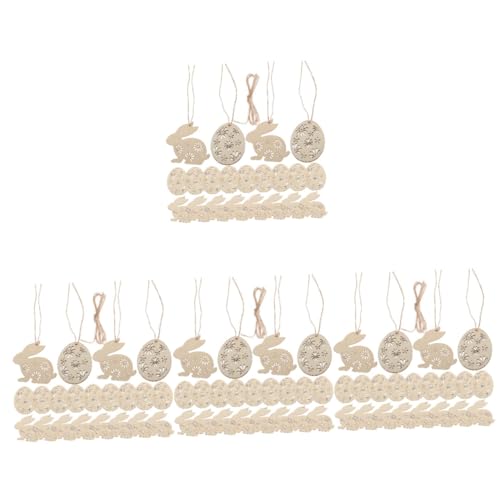 NUOBESTY 4 Sätze Kaninchen Holz Hängeornament DIY Holzspäne DIY Dekorationen Für Ostern Holzhasen Scheibe Zum Basteln Osterparty Dekorationen DIY Wohndekore Holzhase Zum 25 Stück * 4 von NUOBESTY