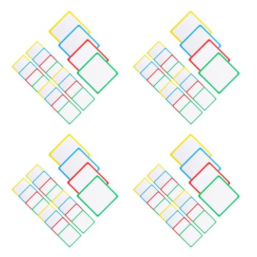 NUOBESTY 4 Sätze Löschbares Etikett Trocken Abwischbare Spielkarten Magnetisches Etikett, Trocken Abwischbar, Farbe Magnetetiketten Für Whiteboards Beschichtetes Papier 16 Stück * 4 von NUOBESTY