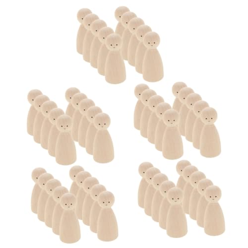 NUOBESTY 4 Sätze Marionettenpuppe Für Holzspielzeug Mädchenspielzeug Mini-personenfiguren Peg-puppe Diy Unfertige Puppen Aus Holz Puppenschmuck Aus Holz Beige 10 Stück * 4 von NUOBESTY