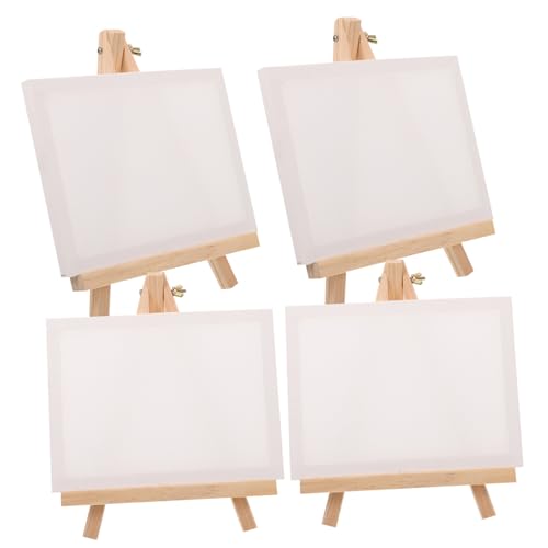 NUOBESTY 4 Sätze Mini- acrylbilder fotorahmen set bilderrahmen-set kunstwerke mini leinwände zarte Malleinwand Multifunktions-Malleinwand Kinder malen und Staffelei hölzern von NUOBESTY