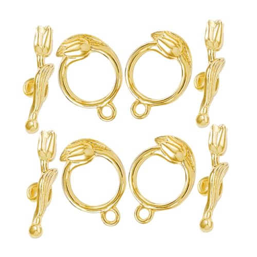 NUOBESTY 4 Sätze Rosenknopf schmuckherstellung schmuck machen Lametta sperren Griff aufdecken Knebelverschlüsse zum Selbermachen von Schmuck Armbandverschlüsse und Verschlüsse Kupfer Golden von NUOBESTY