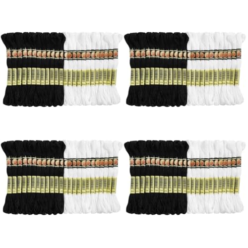 NUOBESTY 4 Sätze Schwarz-weiß-kreuz Stich Faden Kreuzstich Stickrahmen Zum Nähen Stickgarne Embroidery Thread Sewing Accessories Tragbares Stickgarn Farbiges Nähgarn Polyester 24 Stück * 4 von NUOBESTY