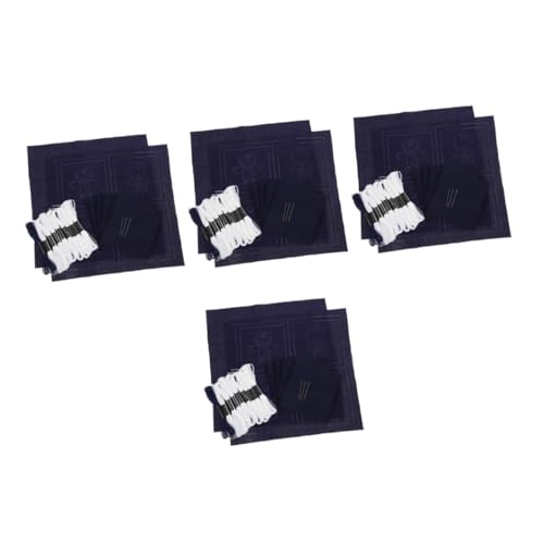 NUOBESTY 4 Sätze Stickmaterialpaket Sashiko-untersetzermatten Diy Mönch-untersetzer-set Diy Sashiko-untersetzer-set Untersetzer Mit Mönchsstickerei Runde Sashiko-untersetzer Stoff Blue von NUOBESTY