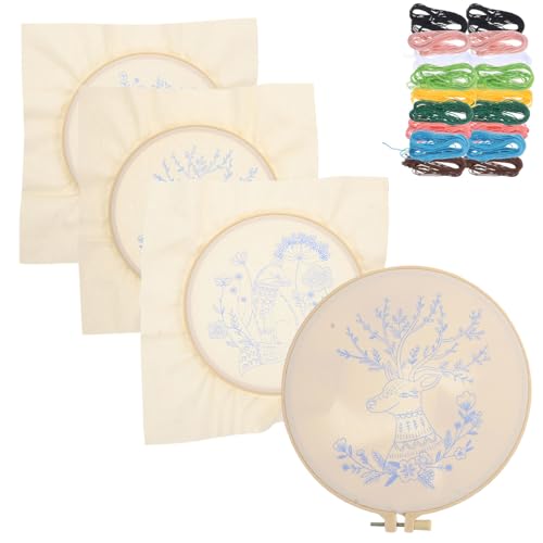 NUOBESTY 4 Sätze Stickmaterialpaket Stich-Kit dekoratives Stickset Stickmaschine Stanznadel-Kits Erwachsene Anfänger embroidery kit embroidery set Stickwerkzeug Stickübungszubehör Polyester von NUOBESTY