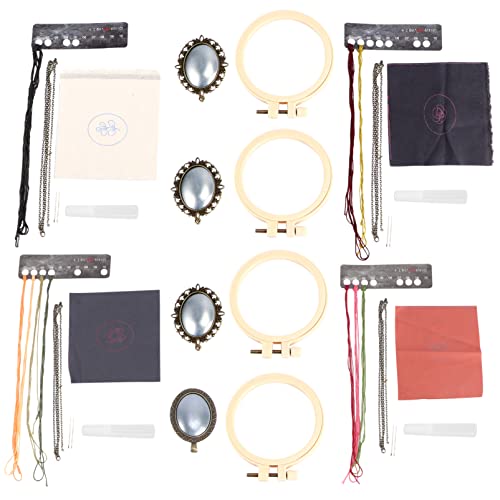 NUOBESTY 4 Sätze Stickset Selber Machen Perlen Rocailles Armbänder Reize Stickrahmen Armband-set Stickstift Stich-kits Reifen Handgenähte Halskette Stickerei-kits Kreuzstich-set Legierung von NUOBESTY