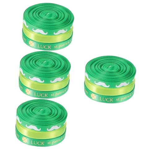 NUOBESTY 4 Sätze Verpackungsband Grünes Band Schnurrbartband Thanksgiving-aufkleber St. Patricks Day Drahtband St Patricks Day Hut St. Patricks Day Kleid Weißes Band Polyester 3 Rollen * 4 von NUOBESTY