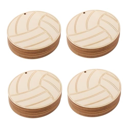 NUOBESTY 4 Sätze Volleyballanhänger aus Holz volleyball geschenkideen Volleyball Ideen dekoration bastelset das Etikett DIY Hängeetiketten Volleyball-Handwerk von NUOBESTY