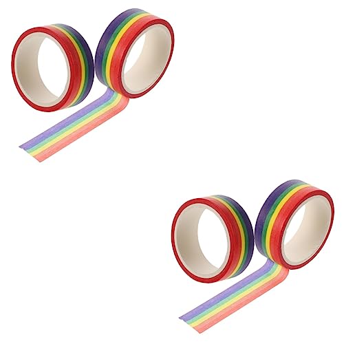 NUOBESTY 4 Stück Dasselbe Und Washi Tape Regenbogen-klebeband Notebook-aufkleberband Gestreiftes Washi-tape Fotoalbumband Washi Tape Zum Basteln Regenbogenband Handkonto Tonband Papier von NUOBESTY