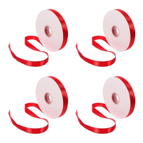 NUOBESTY 4 Stück Geschenkverpackungsband Farbiges Satinband Blumenkranzband Schleifenband Aus Satin Organza-satinband Farbiges Stoffband Geschenkband Blumenkranz-schleifenband Rot Polyester von NUOBESTY