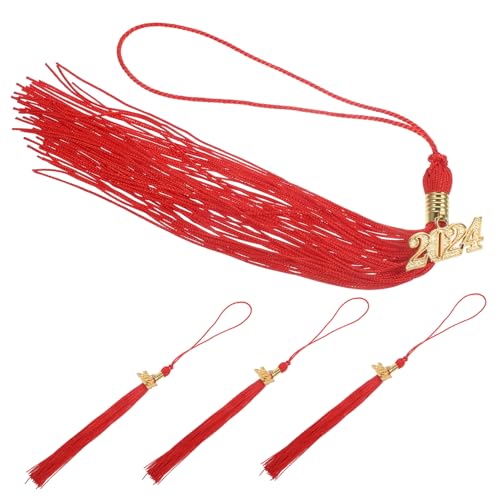 NUOBESTY 4 Stück Graduierungskappe Quasten Glück Quasten Abschluss Grad-hut-kuchen-deckel Graduierungskappen-stirnband Graduierte Hüte Quaste Individuelle Mütze Hut Quasten Rot Polyester von NUOBESTY