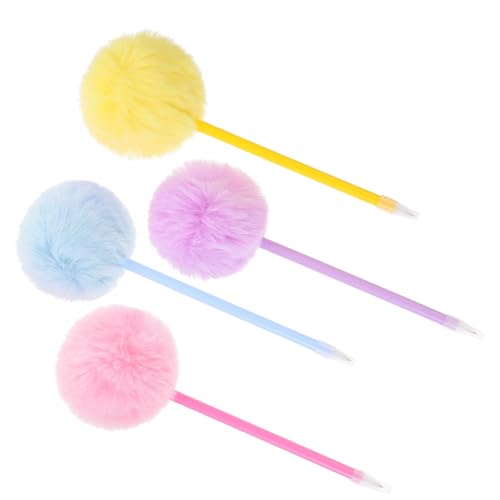 NUOBESTY 4 Stück Haarball Schreibstift Füllfederhalter Flauschiger Stift Schöne Stifte Niedliche Stifte Für Frauen Pompon Stift Stifte Für Tragbare Kugelschreiber Kreative von NUOBESTY