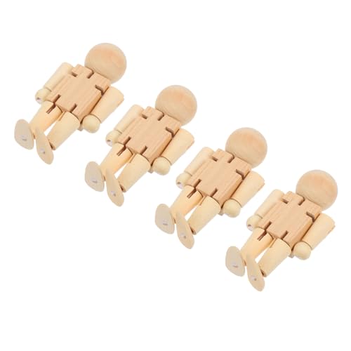 NUOBESTY 4 Stück Hölzerne Puppe holzspielzeug Nussknacker-Ornament aus Holz m Nussknacker aus Holz unbemalt groß Zeichnungsroboter Handmodell zum Zeichnen Walnuss-Soldat Holzfigur Beige von NUOBESTY