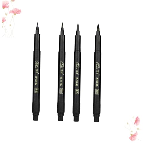 NUOBESTY 4 Stück Kalligraphie-marker Beschriftungsstifte Pinselstifte Handschrift Bauschige Stifte Tinte Pinselstift-kalligraphie Pinselmarker Japanischer Pinselstift Black von NUOBESTY