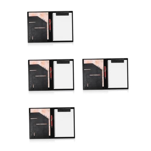 NUOBESTY 4 Stück Ordnerschiene Folio-dokument-organizer Klemmbrett Mit Speicher Planerordner Portfolio-ordner-organizer Geschäftsordner Notizblockhalter Arbeitsmappe Klemmbretter Black Pu von NUOBESTY