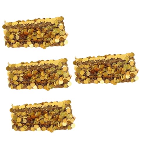 NUOBESTY 4 Stück Paillettenspitze weihnachtliches makramee weihnachtsspitze wohnaccessoires home decor Tür-Lametta-Vorhang Kleidung funkelnde Pailletten-Fransenbesatz trimmen Plastik Golden von NUOBESTY