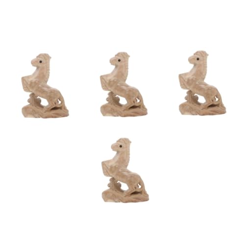 NUOBESTY 4 Stück Pfirsichholzornamente Chinesische Pferdestatue Tischdekoration Büro-desktop-ornamente Pferdeskulptur Aus Holz Tierfigur Aus Holz Figuren Wohnkultur Mahagoni- Beige von NUOBESTY