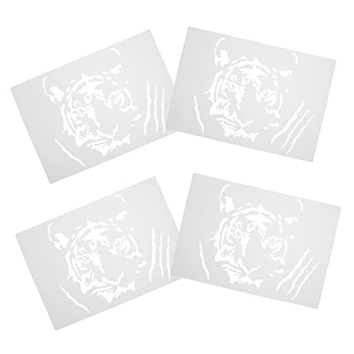 NUOBESTY 4 Stück Tiger-doodle-vorlage Schablonen Für Kinder Tier Schablone Kinder Diy Schablone Zeichenschablone Für Kinder Album-dekor-schablone Gelstift Kopf Schablone Plastik Transparent von NUOBESTY