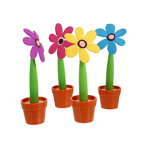 NUOBESTY 4 Stück Tintenkugelschreiber Niedlicher Stift in Blumentopfform Kugelschreiber Mit Künstlichen Blumen Kugelschreiber Ausgefallen Blumenstifte Kind Sonnenblume Schreibstift für Tagebuch von NUOBESTY