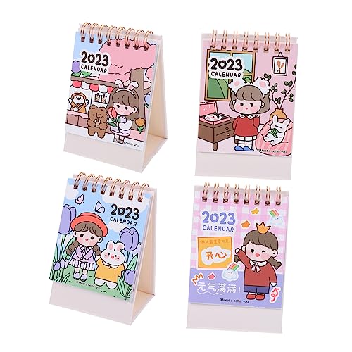 NUOBESTY 4 Stück Tischkalender 2023 Notizblock Mini-Kalender Schreibwaren Kalender-Notizbuch schreibtisch dekoration tischkalender basteln Tischkalender kleiner Kalender Papier von NUOBESTY