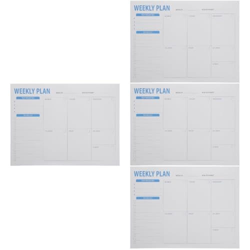 NUOBESTY 4 Stück Wochenplaner Dinge zu tun Pad digital Essensplaner Notizblock für den Haushalt Tablette Notizblöcke Büro-Notizblock Haushaltsplaner Notizblock Zubehör planen Papier Weiß von NUOBESTY