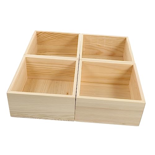 NUOBESTY 4 Stücke Boxen Kleine Holzkiste Ohne Deckel Ohrringhalter Ringboxen Für Schmuckgeschenk Schmuck Organizer Klar Schubladen-aufbewahrungsbehälter Rustikale Hölzern von NUOBESTY