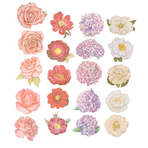 NUOBESTY Sticker Kindergarten Blumen Scrapbook Aufkleber Pflanzen Themen Aufkleber Diy Dekorative Aufkleber Für Handkonto Und Scrapbooking Inklusive Weiße Kamelien Rosen Und Lila Sammelalbum Sticker von NUOBESTY