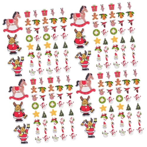 NUOBESTY 400 Stück Weihnachts Holzknöpfe 2 Löcher Holzknöpfe Weihnachtsknöpfe Weihnachtsknöpfe Nähknöpfe Weihnachtsmann Muster Knopf Weihnachtsverschluss Bekleidungszubehör von NUOBESTY