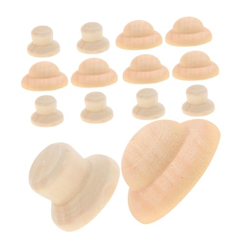 NUOBESTY 40st Marionettenhut Peg Dolls Unvollendete Mütze Hut Für Peg-puppen Diy Leere Peg-puppen-mütze Diy Unvollendete Peg-puppen-mütze Leerer Hölzerner Puppenhut Beige Holz von NUOBESTY